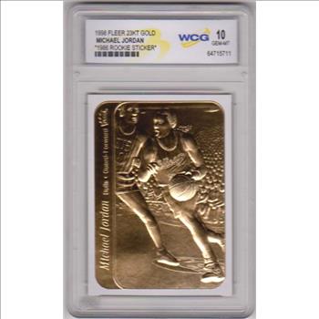 Graded Gem Mint 10 - Michael Jordan 1998 Fleer '86 Rookie Sticker 23 Kt Gold Card