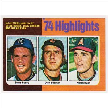 1975 Topps Nolan Ryan/Dick Bosman/Steve Busby  #7 Card 