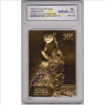 Rookie Graded Gem Mint 10 - Kobe Bryant 1996-97 Fleer w/ Purple Signature 23 Kt Gold Card