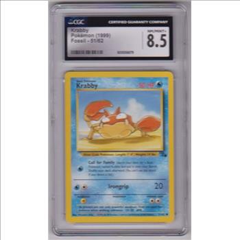 Graded CGC NM/Mint+ 8.5 - Krabby 1999 Pokemon Fossil #51/62 Card