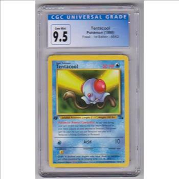 Graded CGC Gem Mint 9.5 - Tentacool 1999 Pokemon Fossil #56/62 Card