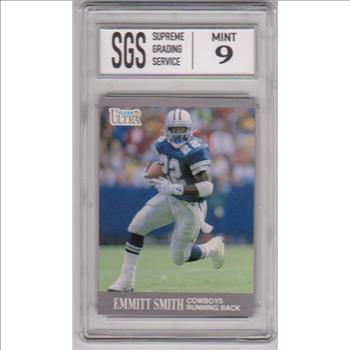 Graded Mint 9 - Emmitt Smith 1991 Fleer Ultra #165 Card