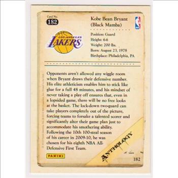 Kobe Bryant 2012 Panini Anthology #182 Card