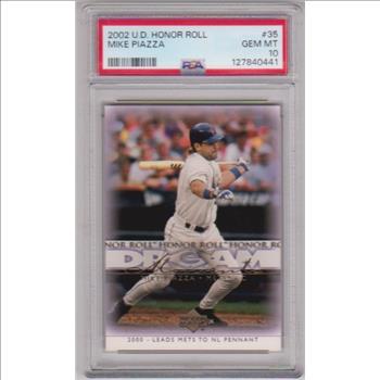 Graded PSA Gem Mint 10 - Mike Piazza 2002 Upper Deck Honor Roll #35 Card