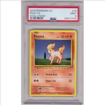 Graded PSA Mint 9 - Ponyta 2016 Pokemon XY Evolutions #19 Card