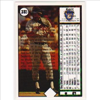 Error - Gary Sheffield 1989 Upper Deck Rookie w/ Double Print Back, Kent HrBek Front - Rare Misprint
