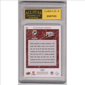 Graded 10 - Dan Marino 2008 Upper Deck Football Heroes #212 Card
