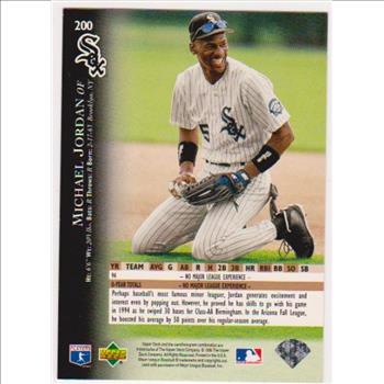 Michael Jordan 1995 Upper Deck Electric Diamond Baseball #200 Insert Card w/ Harry Caray