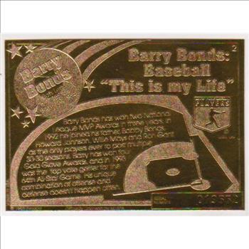 22 kt Gold Barry Bonds 1993 Pro Mint Gold Baseball Card - Sharp 