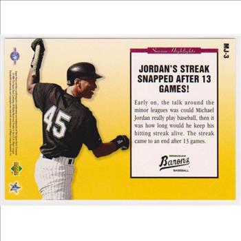 1994 Upper Deck Michael Jordan Season Highlights Jumbo #MJ-3 Card