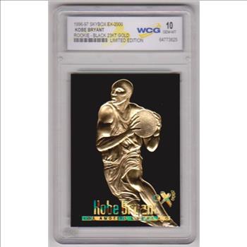 Rookie Graded Gem Mint 10 - Kobe Bryant 1996-97 Skybox EX-2000 Black 23 Kt Gold Card