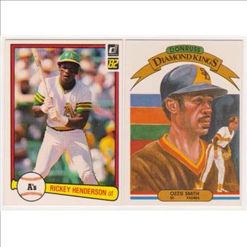 1982 Donruss Rickey Henderson #113 + Ozzie Smith #21 Pair - HOF'ers