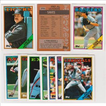 ERROR LOT - 10 Assorted 1988 Topps Baseball Wrong Back Errors w/ Jack Morris + More