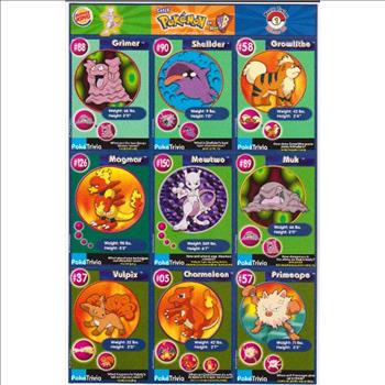 1999 Pokemon Master Trainer Collector Set Uncut 9 Card Sheet #1