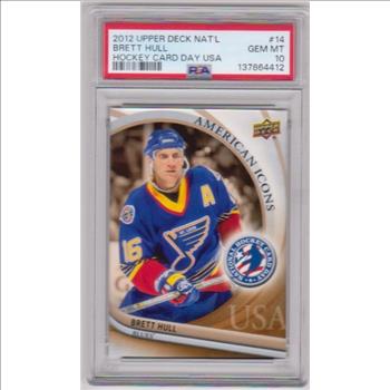 Graded PSA Gem Mint 10 - Brett Hull 2012 Upper Deck National Hockey Card Day USA #14 Card
