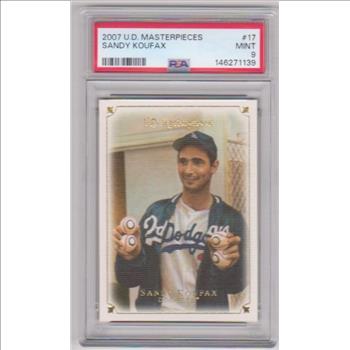Graded PSA Mint 9 - Sandy Koufax 2007 Upper Deck Masterpieces #17 Card