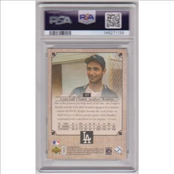 Graded PSA Mint 9 - Sandy Koufax 2007 Upper Deck Masterpieces #17 Card