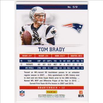Tom Brady 2013 Panini Rookies & Stars #59 Card