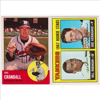 1963 Topps Del Crandall #460 + 1967 Topps Bill Robinson/Joe Verbanic Rookie Stars #442 Card Pair