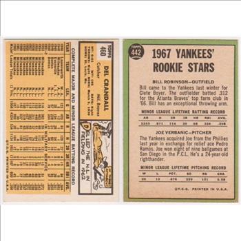 1963 Topps Del Crandall #460 + 1967 Topps Bill Robinson/Joe Verbanic Rookie Stars #442 Card Pair