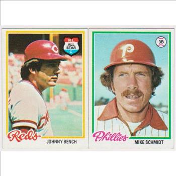 1978 Topps Johnny Bench #700 + Mike Schmidt #360 Card Pair - HOF'ers