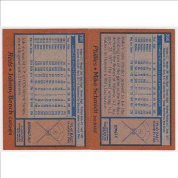1978 Topps Johnny Bench #700 + Mike Schmidt #360 Card Pair - HOF'ers