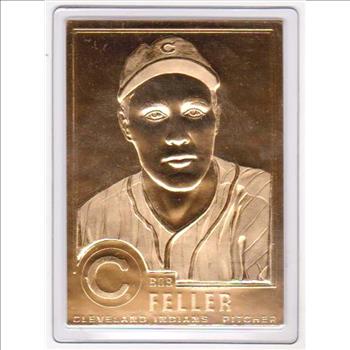 22 Kt Gold Bob Feller 1996 Danbury Mint Gold Card - HOF'er