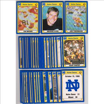 50 Different 1990 Notre Dame Collegiate Collection Cards w/ Joe Theismann + More