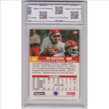 Graded Sigma Mint+ 9.5 - Joe Montana 1993 Skybox Impact #139 Card