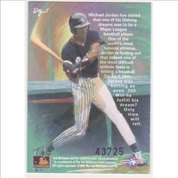 Michael Jordan Baseball Rookie - 1994 Ted Williams Company Gardiner Collection #DG-1