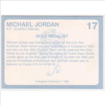 Michael Jordan 1989 North Carolina #17 College Card