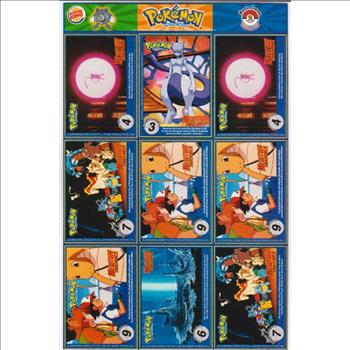 1999 Pokemon Master Trainer Collector Set 9 Card Uncut Sheet #2