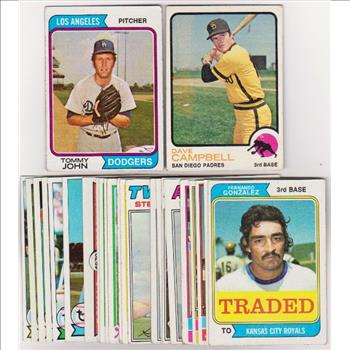 25 Different 1970's Topps Baseball Cards (1973-1979) w/ Tommy John + More