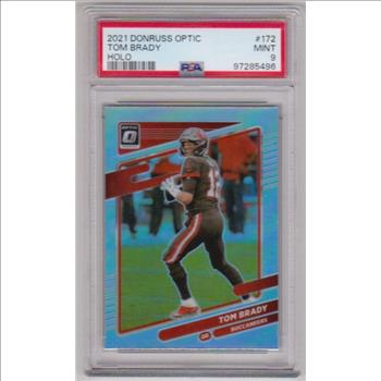 Graded PSA Mint 9 - Tom Brady 2021 Donruss Optic Holo #172 Parallel Card