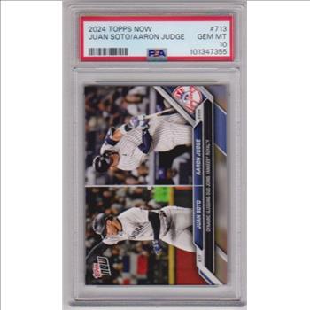 Graded PSA Gem Mint 10 - Juan Soto/Aaron Judge 2024 Topps Now #713 Card