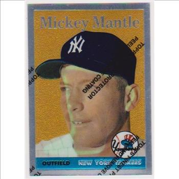 Mickey Mantle 1958 Topps Finest #150 Commemorative Card - 1996 Topps #8 of 19 Insert Card