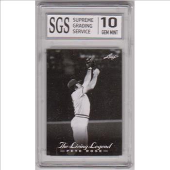 Graded Gem Mint 10 -  Pete Rose 2012 Leaf The Living Legend #15 Card