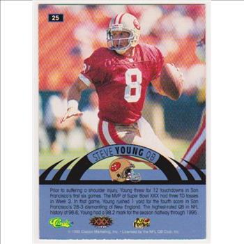 Only 499 Exist - Steve Young 1996 Classic NFL Experience Printers Proof #25 Insert Card