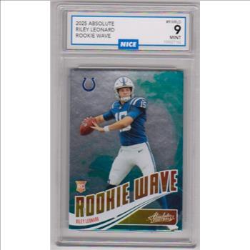 Rookie Graded Nice Mint 9 - Riley Leonard 2025 Panini Absolute Rookie Wave #RW-RLD Insert Card