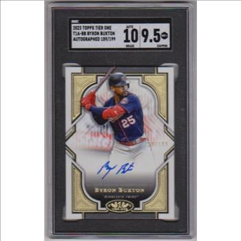 Graded SGC Mint+ 9.5 - Byron Buxton 2023 Topps Tier One #T1A-BB Certified Autographed Insert Card (#159/199 Produced!)