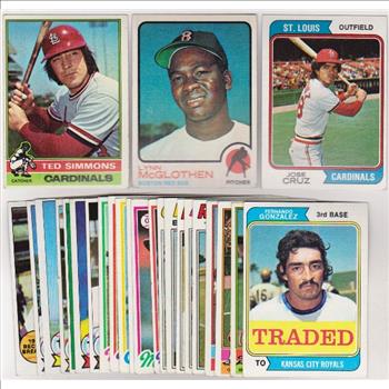 25 Different 1970's Topps Baseball Cards (1973-1979) w/ Ted Simmons + More