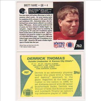 1991 Pro Set Brett Favre #762 + 1989 Topps Traded Derrick Thomas #90T Rookie Card Pair