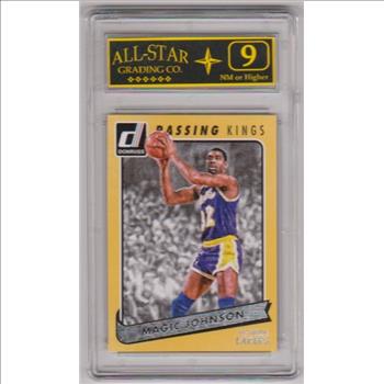 Graded 9 - Magic Johnson 2015-16 Donruss Passing Kings #9 Card