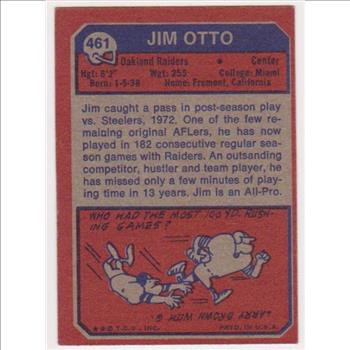 1973 Topps Jim Otto #461 Card - HOFer