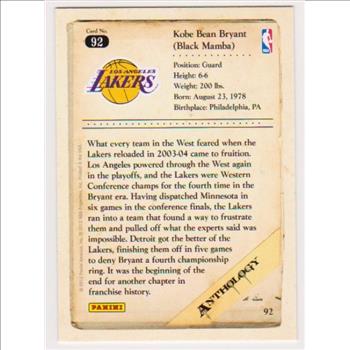 Kobe Bryant 2012 Panini Anthology #92 Card