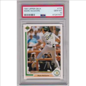 Graded PSA Gem Mint 10 - Mark McGwire 1991 Upper Deck #174 Card