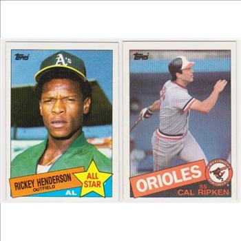 1985 Topps Cal Ripken #30 + Rickey Henderson #706 Card Pair