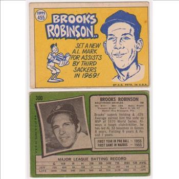 1970 Topps + 1971 Topps Brooks Robinson Card Pair - HOFer