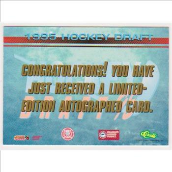 Signed 1995 Classic Draft Ed Jovanovski Certified Autographed Rookie Card #953/2500