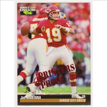 1 Of 400 Produced - Joe Montana 1995 Pro Line Printers Proof #12 Insert Card